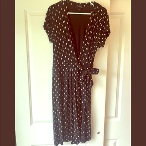 Black and White Print Wrap Dress